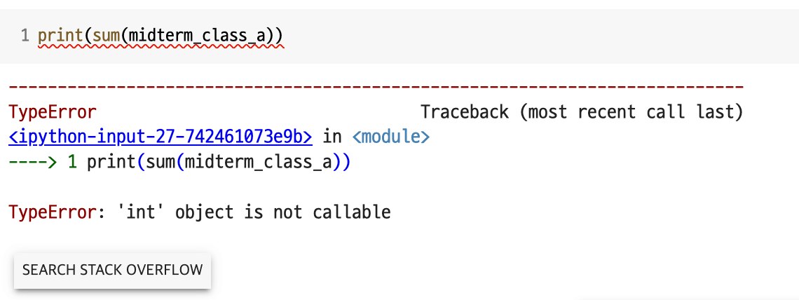 python) TypeError: ‘int’ object is not callable – sum(list)